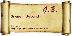 Greger Botond névjegykártya